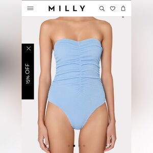NWT Milly Textured Ruched One Piece Bathing Suit